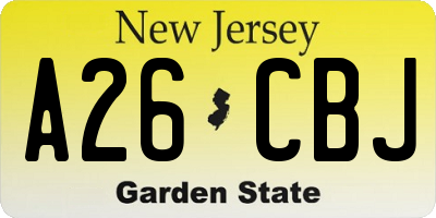 NJ license plate A26CBJ