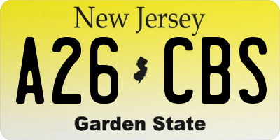 NJ license plate A26CBS