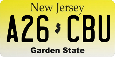 NJ license plate A26CBU