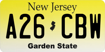 NJ license plate A26CBW
