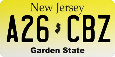 NJ license plate A26CBZ