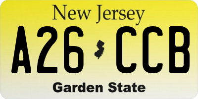 NJ license plate A26CCB