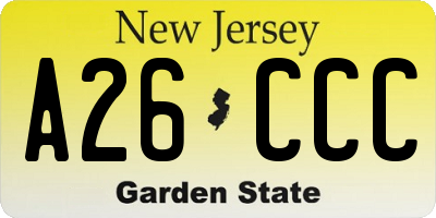 NJ license plate A26CCC