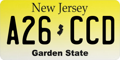NJ license plate A26CCD
