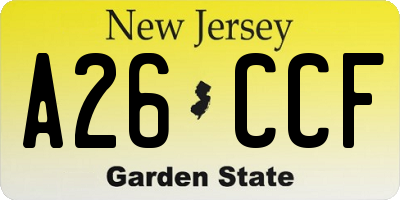 NJ license plate A26CCF