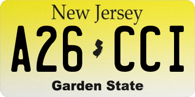 NJ license plate A26CCI
