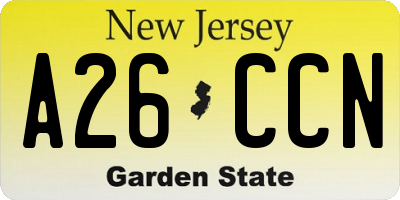 NJ license plate A26CCN