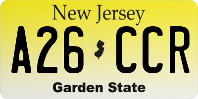 NJ license plate A26CCR