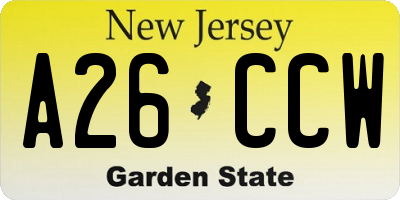 NJ license plate A26CCW
