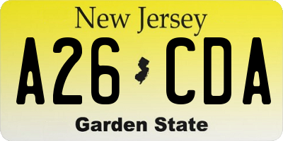 NJ license plate A26CDA