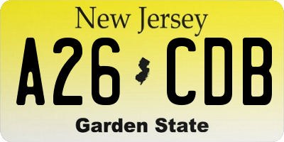 NJ license plate A26CDB