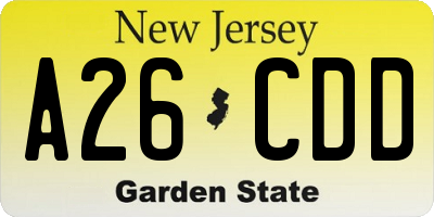 NJ license plate A26CDD