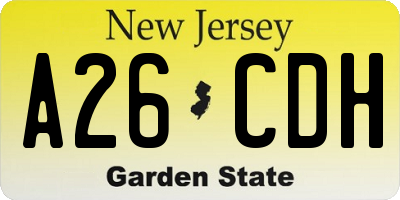 NJ license plate A26CDH