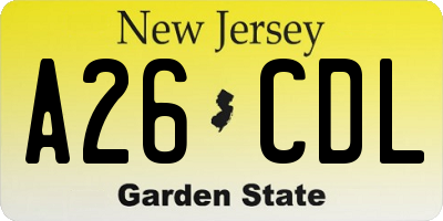 NJ license plate A26CDL