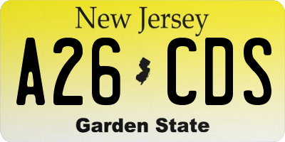 NJ license plate A26CDS