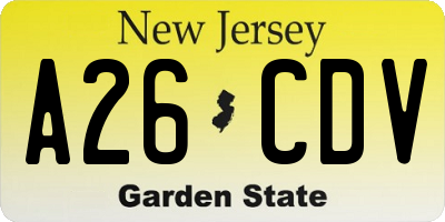 NJ license plate A26CDV