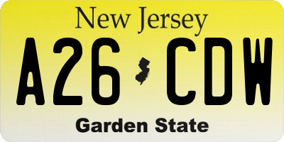 NJ license plate A26CDW