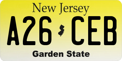 NJ license plate A26CEB