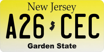 NJ license plate A26CEC