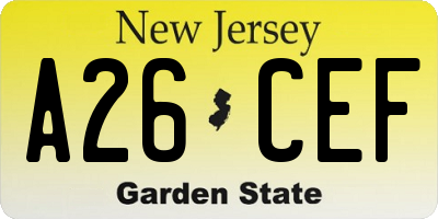 NJ license plate A26CEF