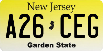 NJ license plate A26CEG