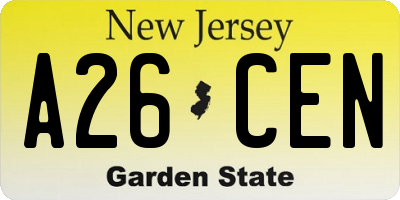 NJ license plate A26CEN