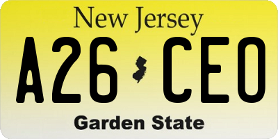 NJ license plate A26CEO