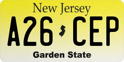 NJ license plate A26CEP