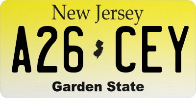 NJ license plate A26CEY