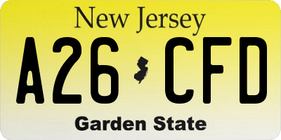 NJ license plate A26CFD