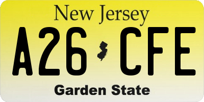 NJ license plate A26CFE