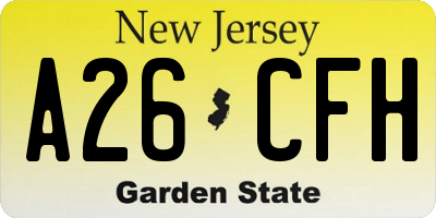 NJ license plate A26CFH
