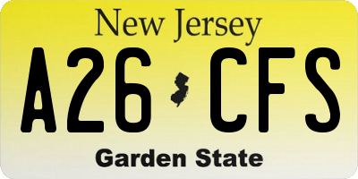 NJ license plate A26CFS