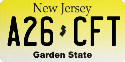 NJ license plate A26CFT