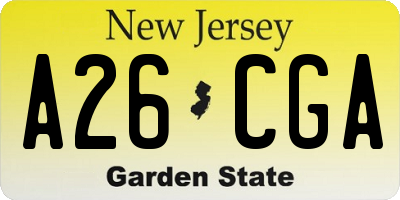 NJ license plate A26CGA