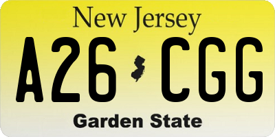NJ license plate A26CGG