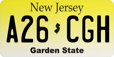 NJ license plate A26CGH
