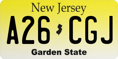 NJ license plate A26CGJ