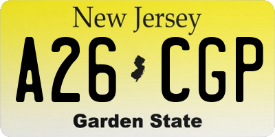 NJ license plate A26CGP