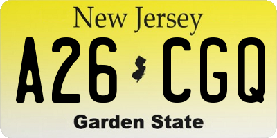 NJ license plate A26CGQ