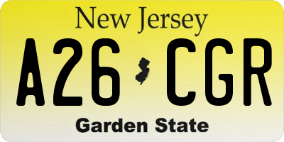 NJ license plate A26CGR