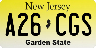 NJ license plate A26CGS