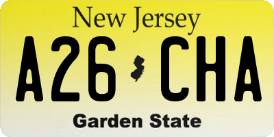 NJ license plate A26CHA