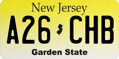 NJ license plate A26CHB