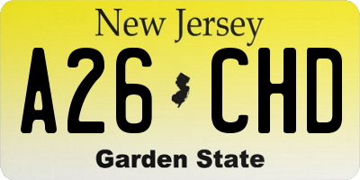 NJ license plate A26CHD