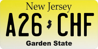 NJ license plate A26CHF
