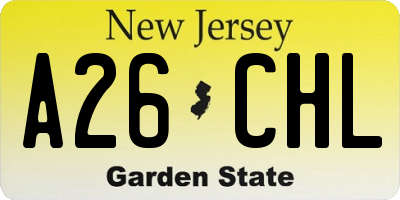 NJ license plate A26CHL