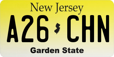 NJ license plate A26CHN