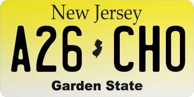 NJ license plate A26CHO