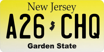 NJ license plate A26CHQ